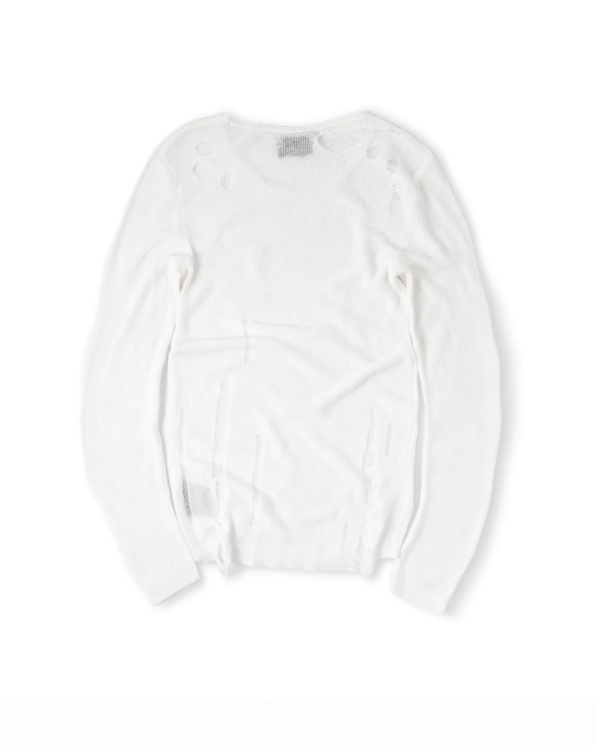 KNIT DISTRESSED WHITE LONG SLEEVES