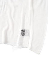 KNIT DISTRESSED WHITE LONG SLEEVES