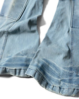 PADDED FLARED LIGHT BLUE DENIM PANTS