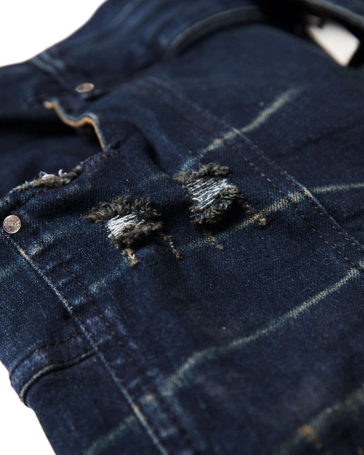PADDED FLARED BLUE DENIM PANTS