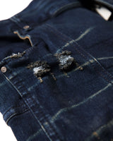 PADDED FLARED BLUE DENIM PANTS
