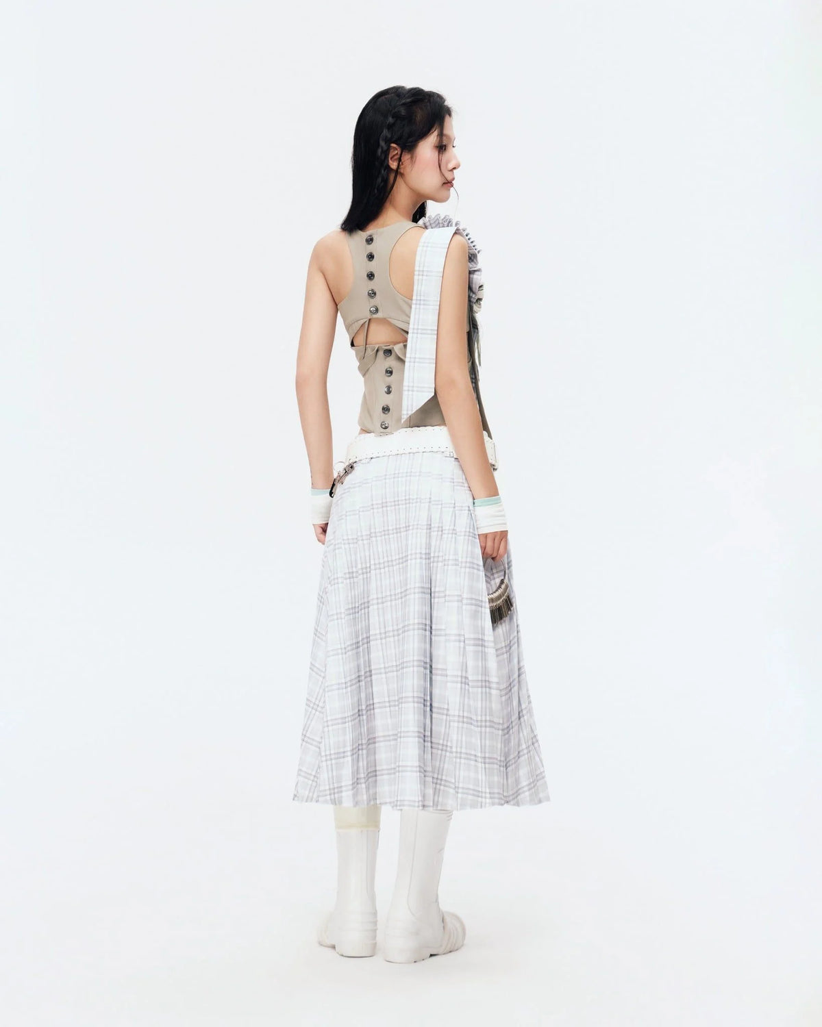 MEADOW SKIRT (GREY PLAID)