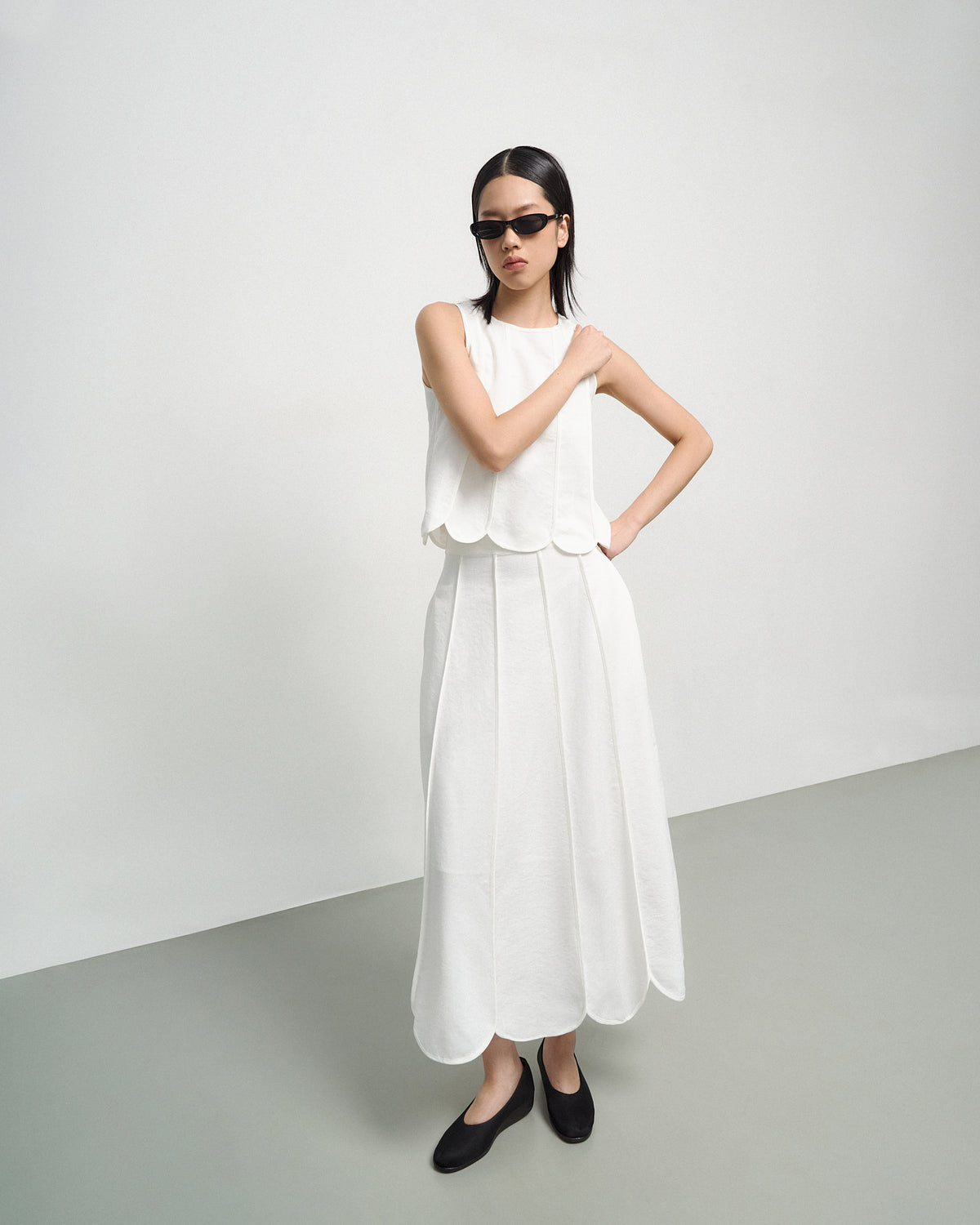 PETAL SKIRT IN MILK