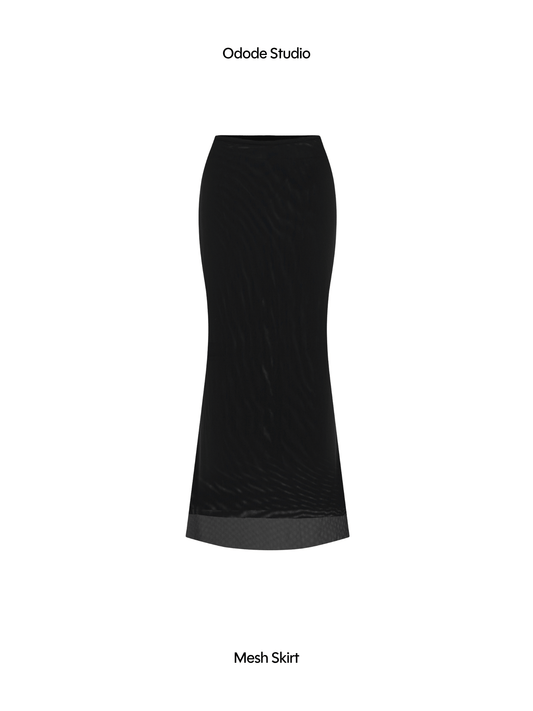 BLACK MESH SKIRT