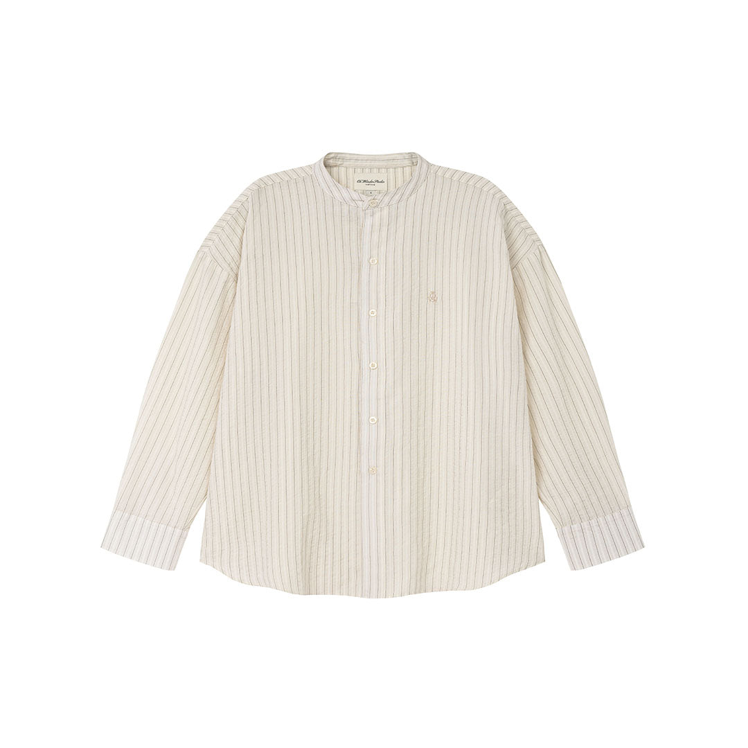 OWST BAND COLLAR SHIRT WHITE STRIPED