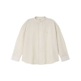 OWST BAND COLLAR SHIRT WHITE STRIPED