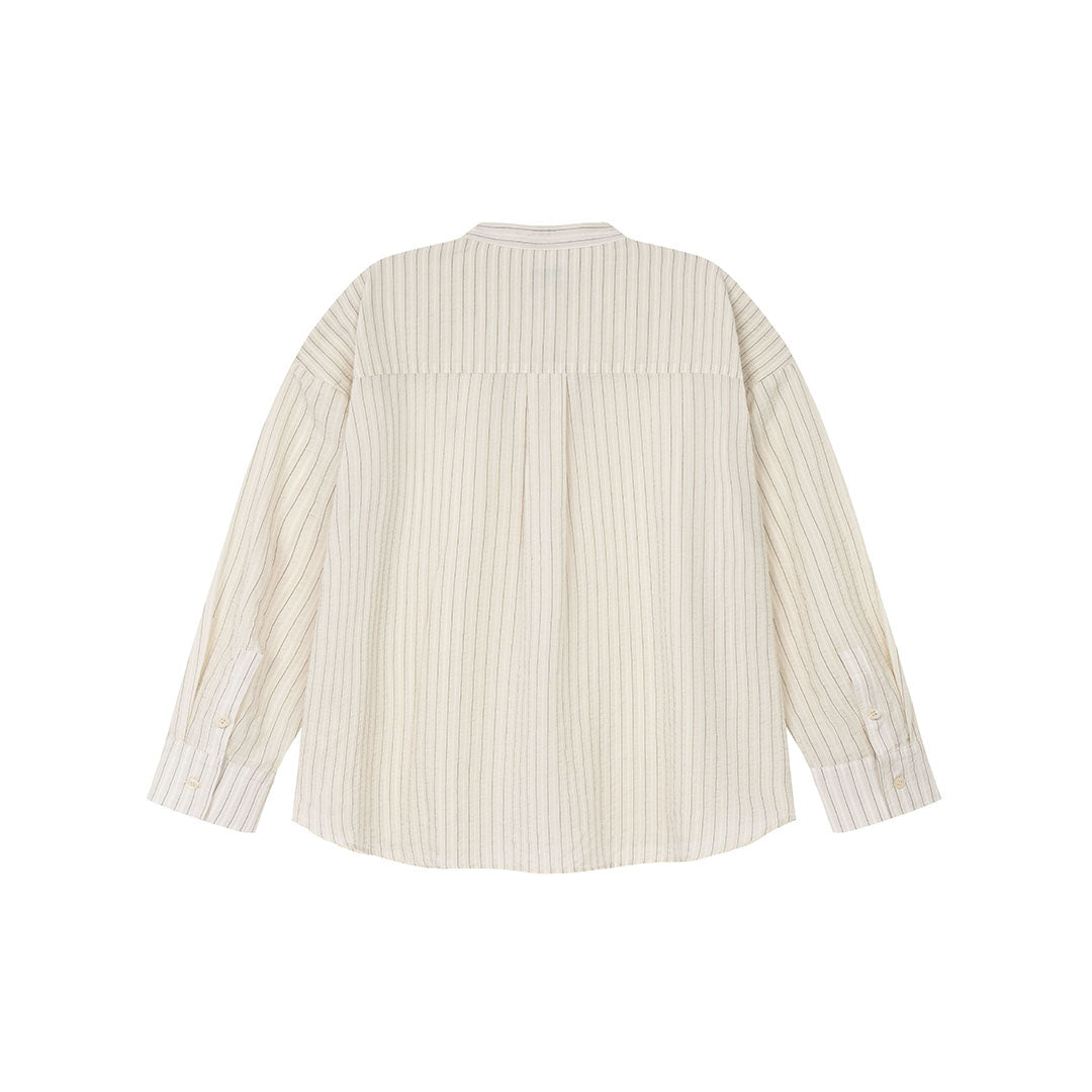 OWST BAND COLLAR SHIRT WHITE STRIPED