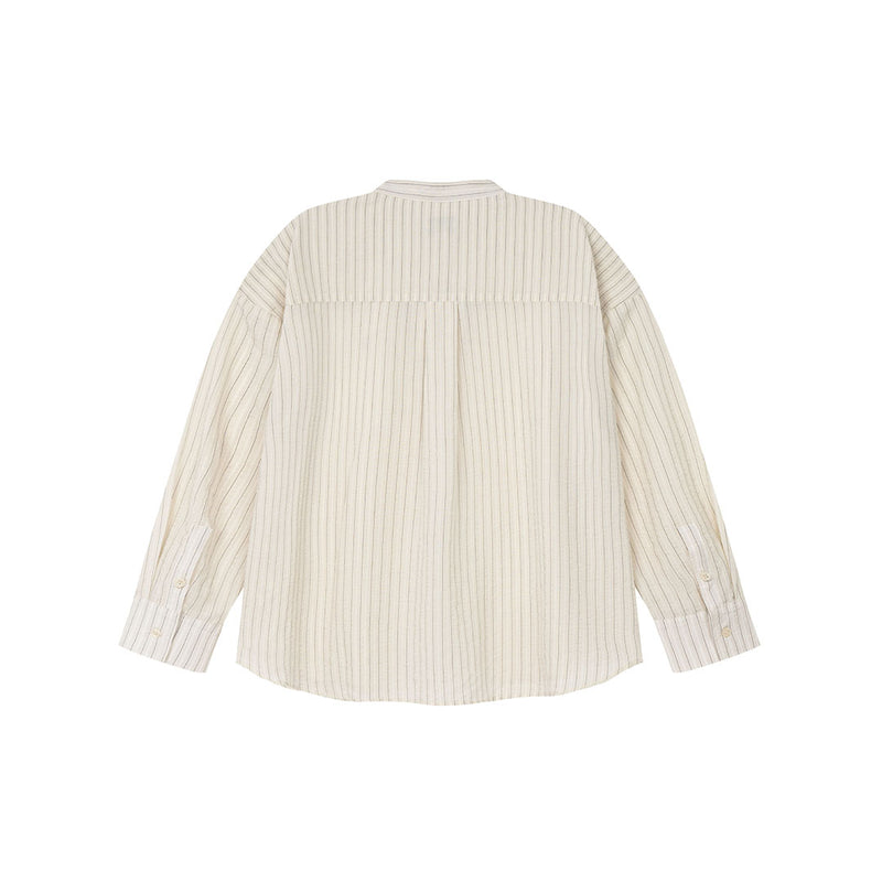 OWST BAND COLLAR SHIRT WHITE STRIPED