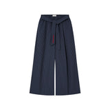 OWST LOGO TIE-FRONT STRIPE PANTS - DEEP BLUE