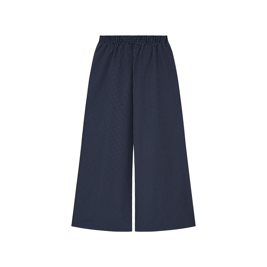 OWST LOGO TIE-FRONT STRIPE PANTS - DEEP BLUE