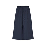 OWST LOGO TIE-FRONT STRIPE PANTS - DEEP BLUE