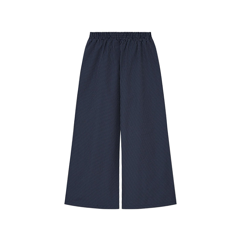 OWST LOGO TIE-FRONT STRIPE PANTS - DEEP BLUE