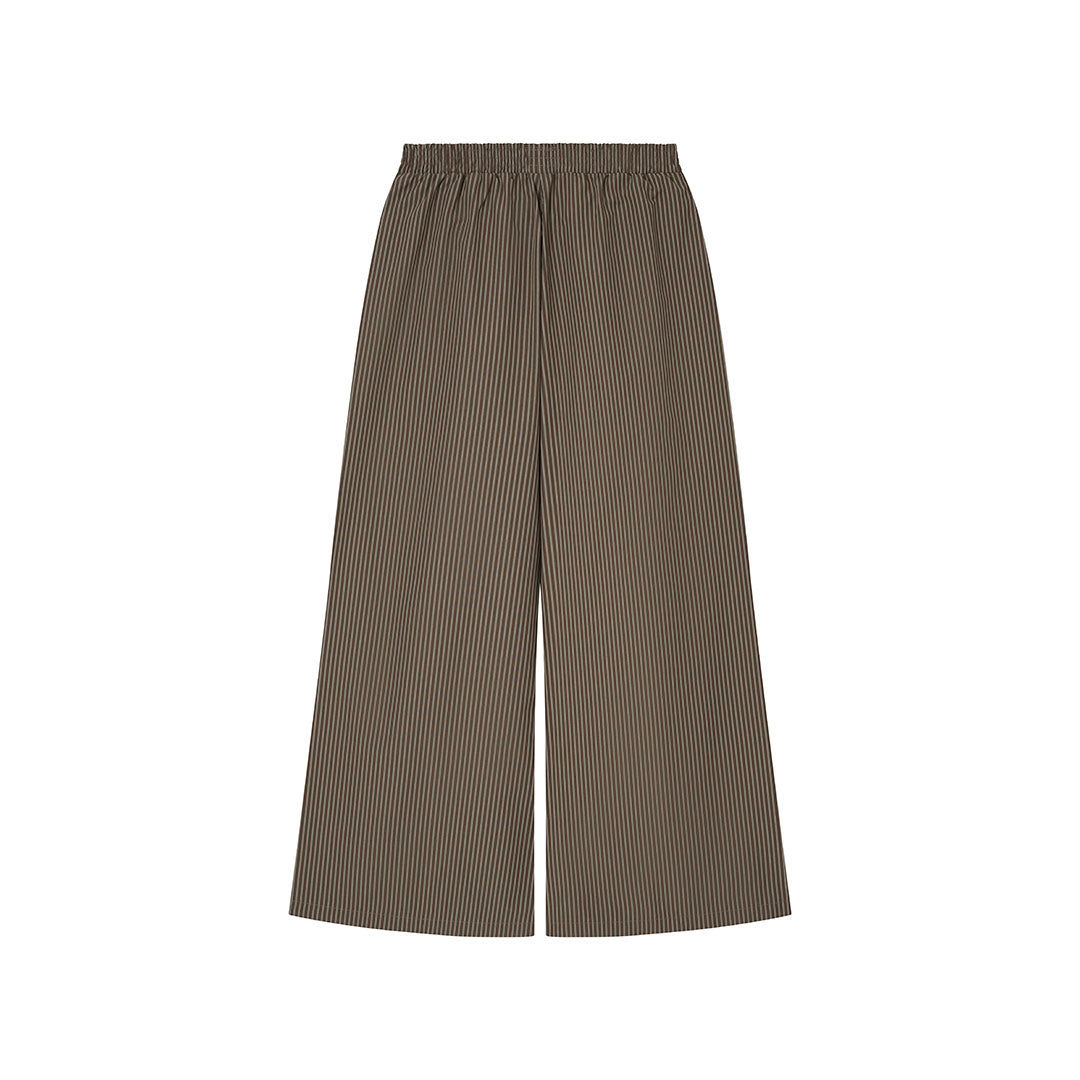 OWST LOGO TIE-FRONT STRIPE PANTS - BROWN 
