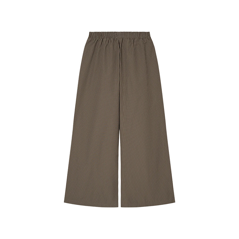 OWST LOGO TIE-FRONT STRIPE PANTS - BROWN 