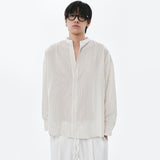 OWST BAND COLLAR SHIRT WHITE STRIPED