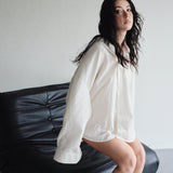 OWST BAND COLLAR SHIRT WHITE STRIPED