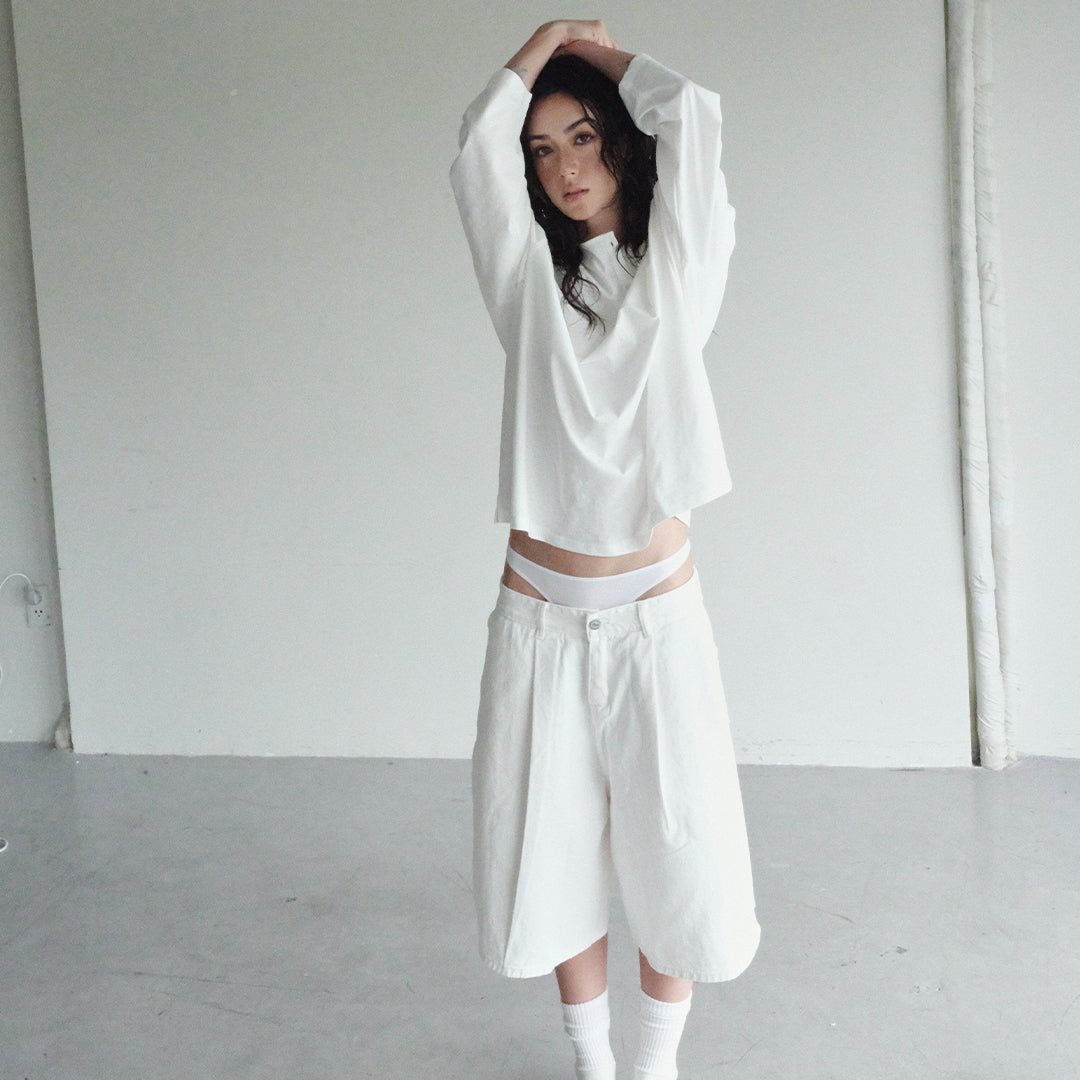 WHITE OWST LOOSE SHORTS
