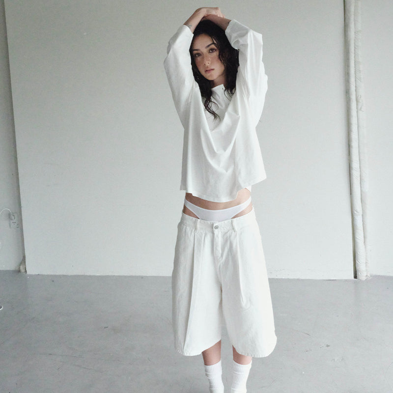 WHITE OWST LOOSE SHORTS