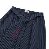 OWST LOGO TIE-FRONT STRIPE PANTS - DEEP BLUE