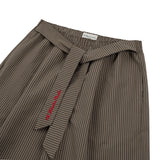 OWST LOGO TIE-FRONT STRIPE PANTS - BROWN