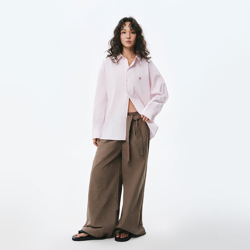 OWST LOGO MINI STRIPE SHIRT - SALMON