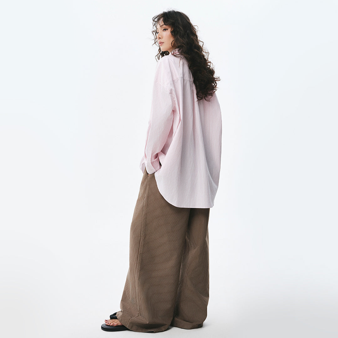 OWST LOGO MINI STRIPE SHIRT - SALMON
