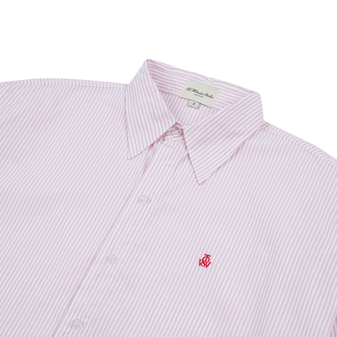 OWST LOGO MINI STRIPE SHIRT - SALMON