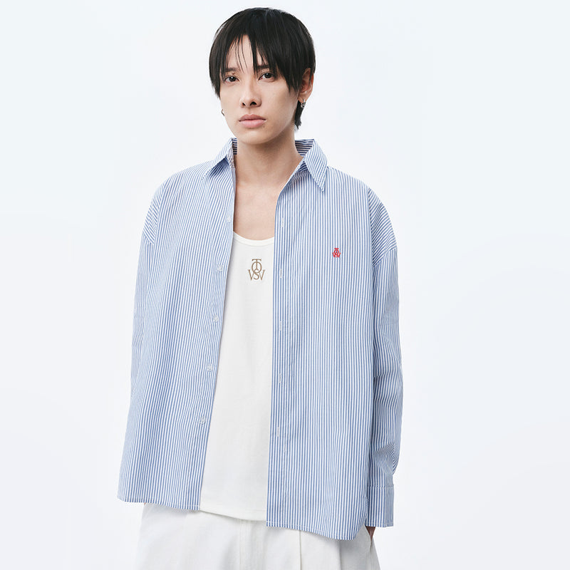 OWST LOGO MINI STRIPE SHIRT - BLUE