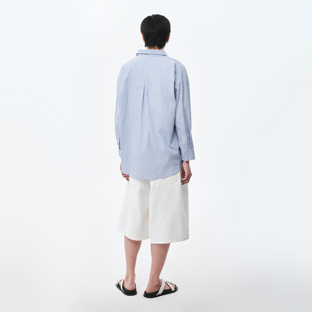 OWST LOGO MINI STRIPE SHIRT - BLUE