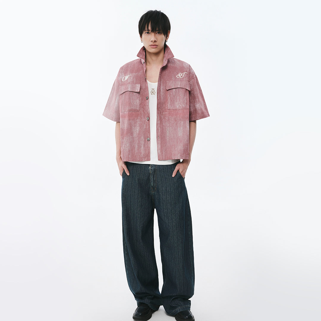 OWST SHORTSLEEVES DENIM SHIRT - ROSEWOOD