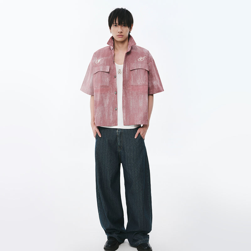 OWST SHORTSLEEVES DENIM SHIRT - ROSEWOOD