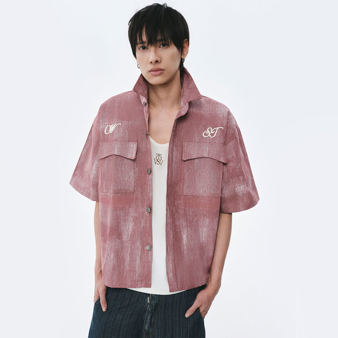 OWST SHORTSLEEVES DENIM SHIRT - ROSEWOOD