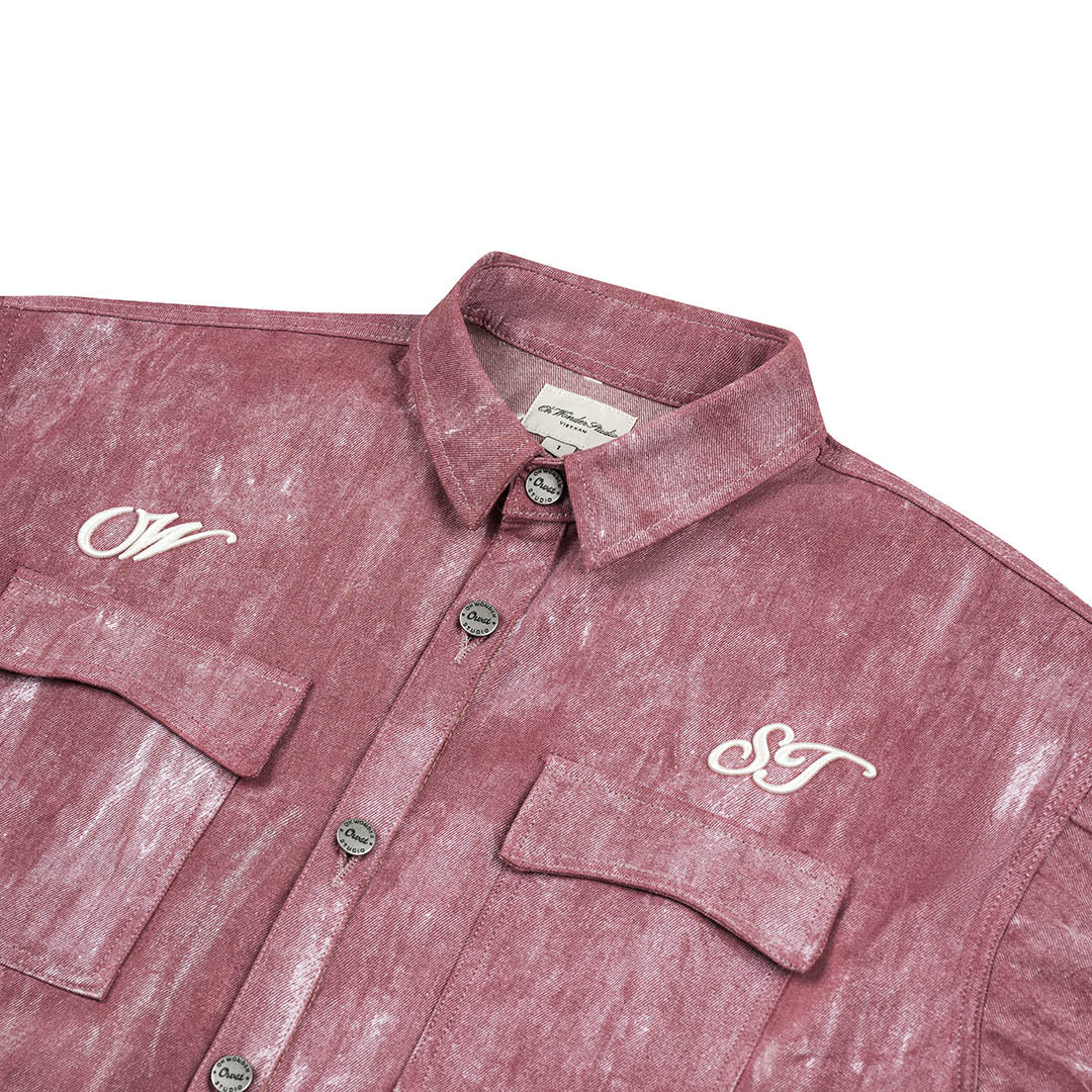 OWST SHORTSLEEVES DENIM SHIRT - ROSEWOOD