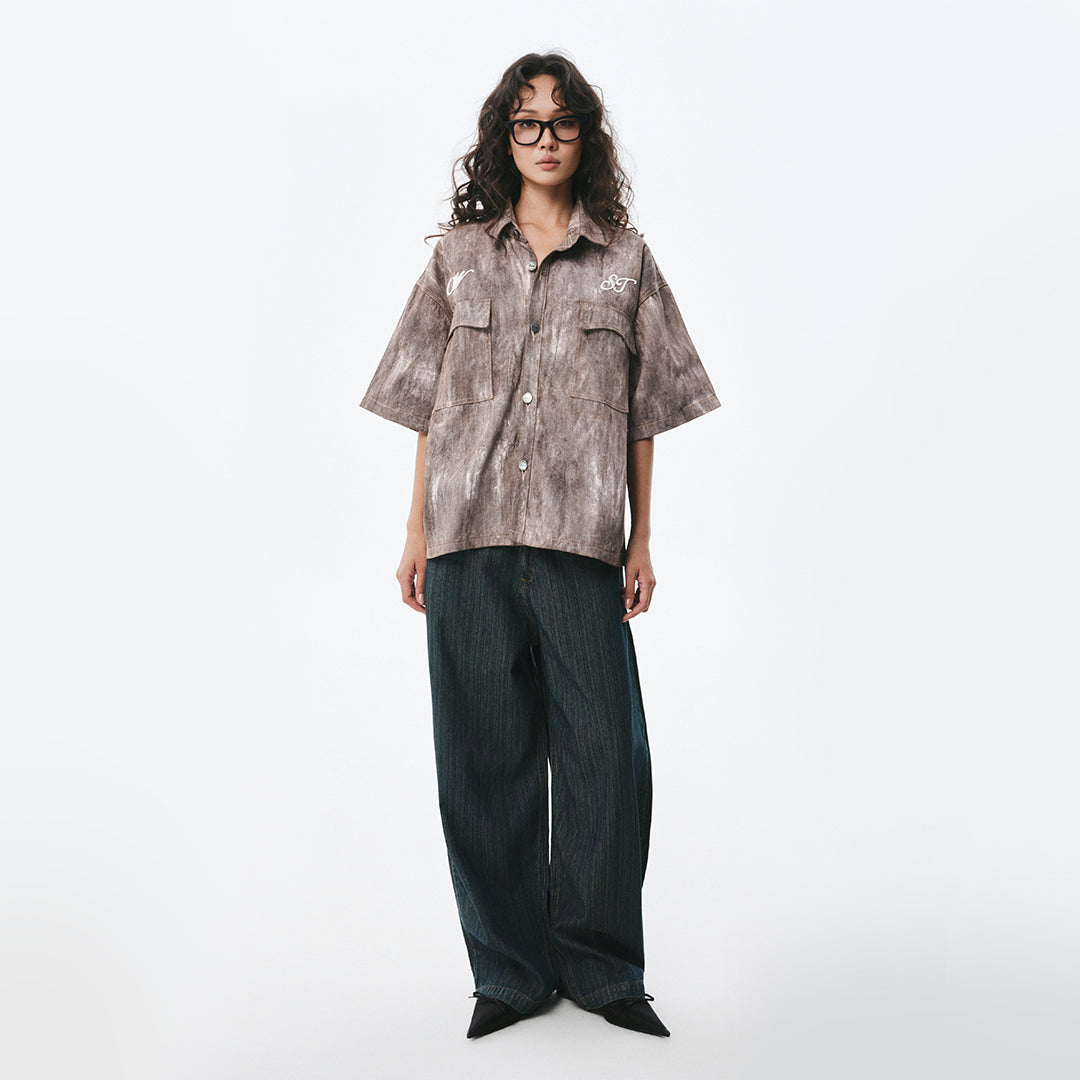 OWST SHORTSLEEVES DENIM SHIRT - MOCHA BROWN