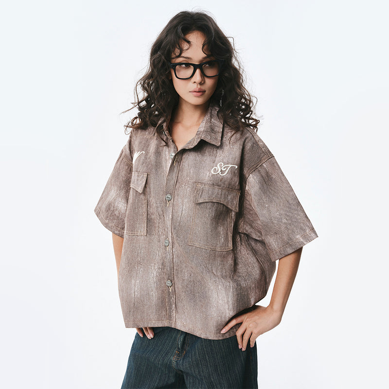 OWST SHORTSLEEVES DENIM SHIRT - MOCHA BROWN