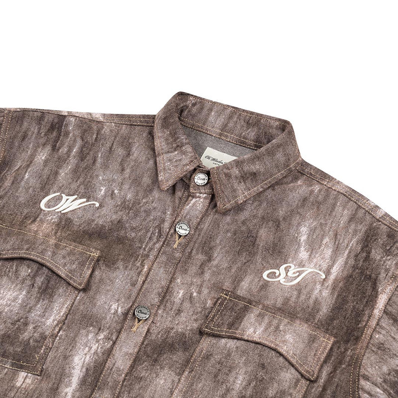 OWST SHORTSLEEVES DENIM SHIRT - MOCHA BROWN