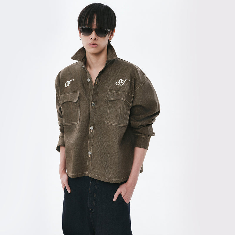 OWST LONGSLEEVES DENIM SHIRT - CHARCOAL BROWN