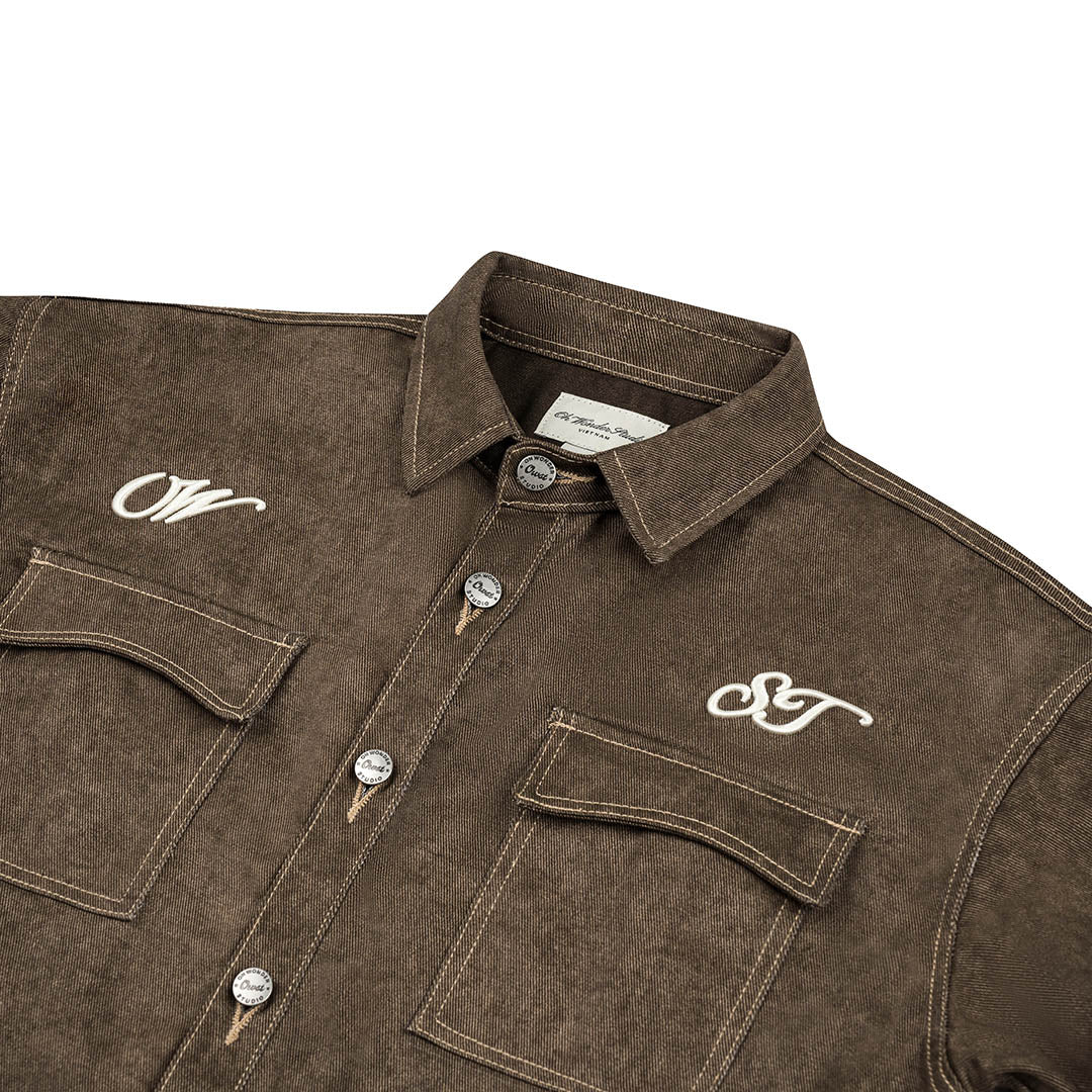 OWST LONGSLEEVES DENIM SHIRT - CHARCOAL BROWN