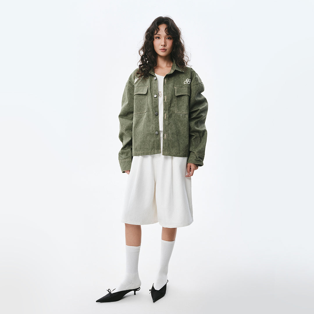 OWST LONGSLEEVES DENIM SHIRT -  OLIVE GREEN