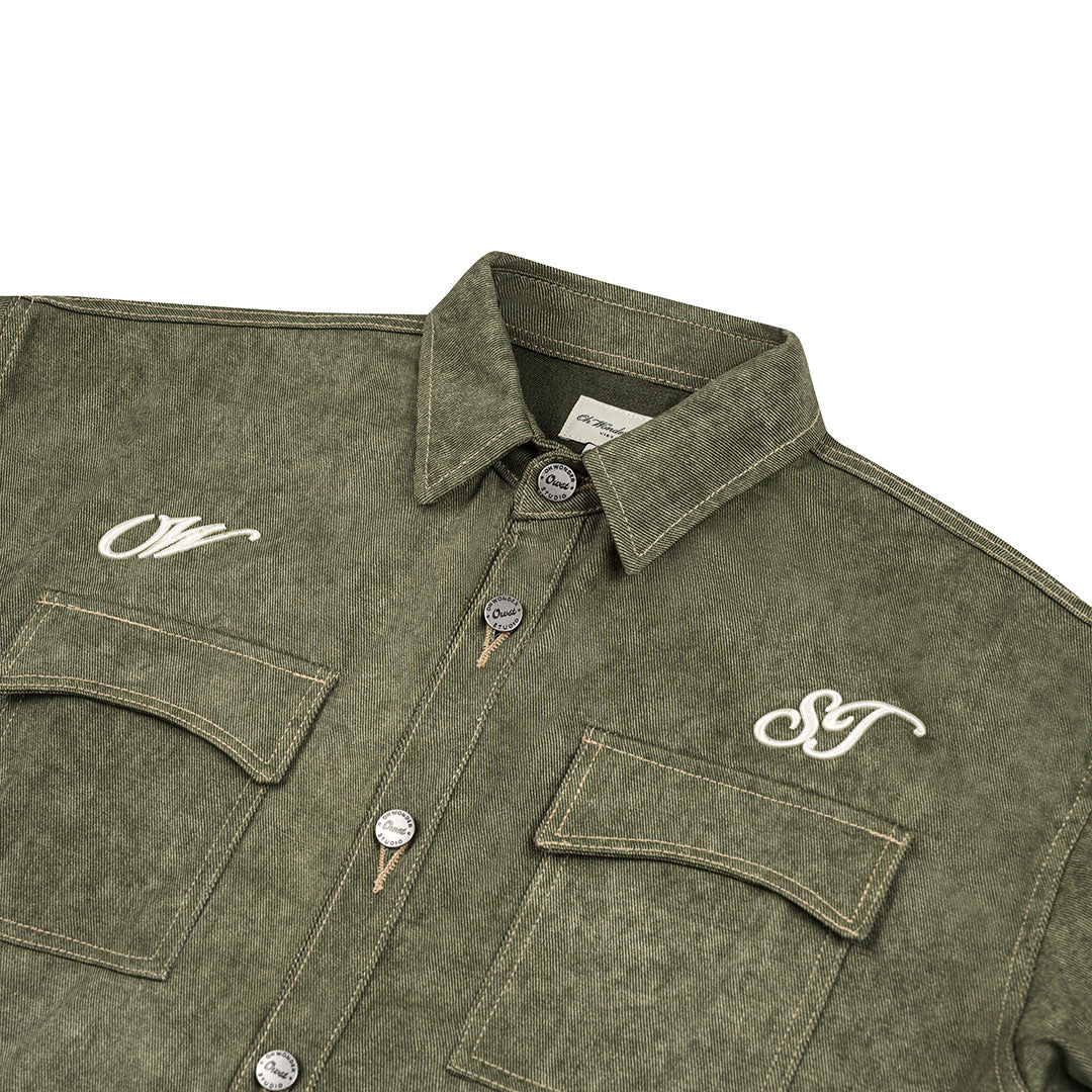 OWST LONGSLEEVES DENIM SHIRT -  OLIVE GREEN