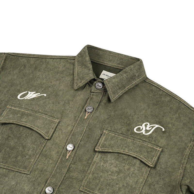 OWST LONGSLEEVES DENIM SHIRT -  OLIVE GREEN
