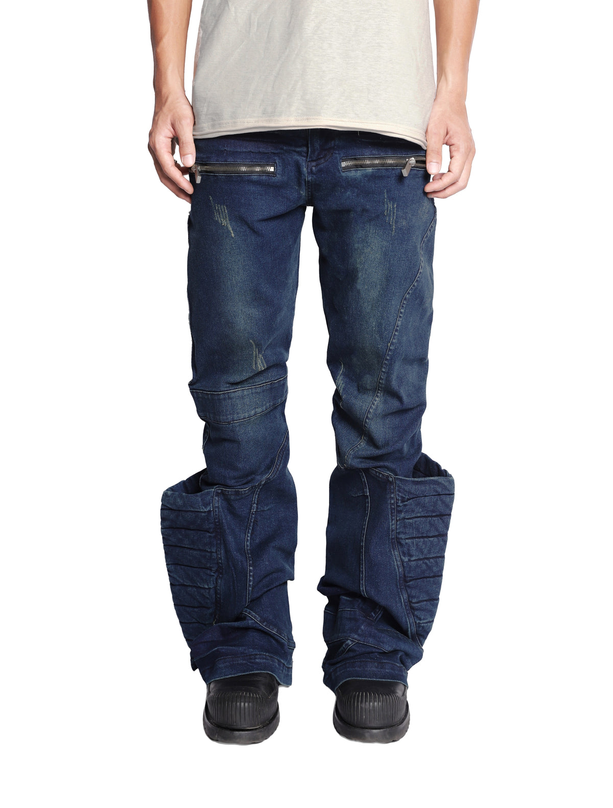ELECTRO POCKET WAXED BLUE DENIM PANTS