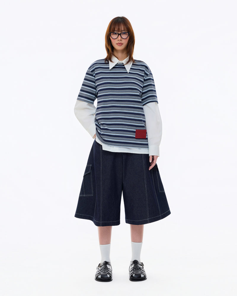 BLUE RED TAG STRIPE TEE