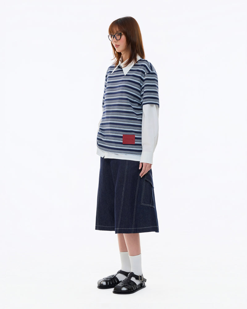 BLUE RED TAG STRIPE TEE