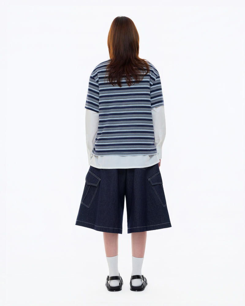 BLUE RED TAG STRIPE TEE