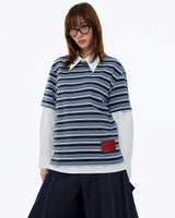 BLUE RED TAG STRIPE TEE
