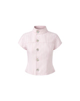 MANDARIN COLLAR STRIPE TOP