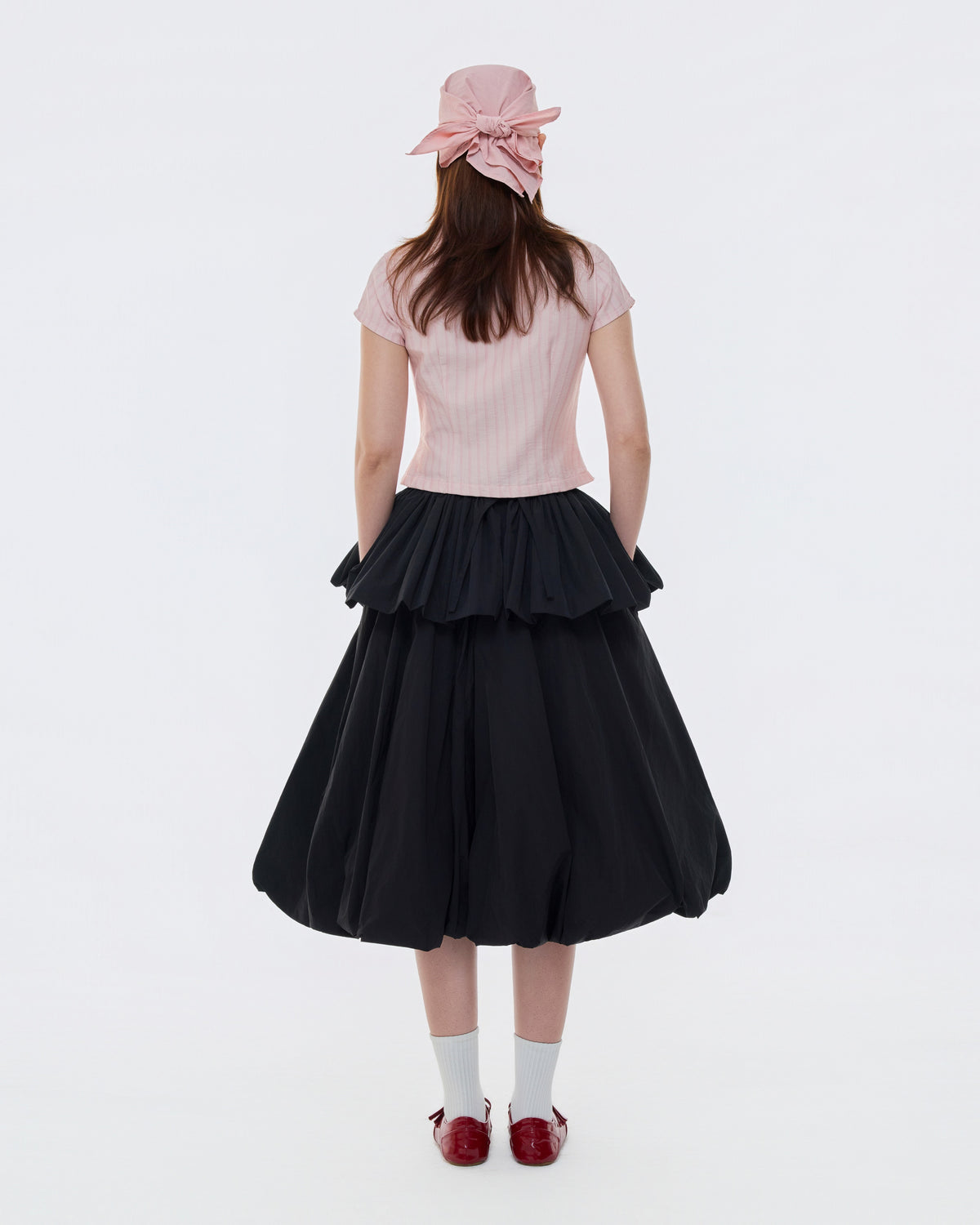 MANDARIN COLLAR STRIPE TOP