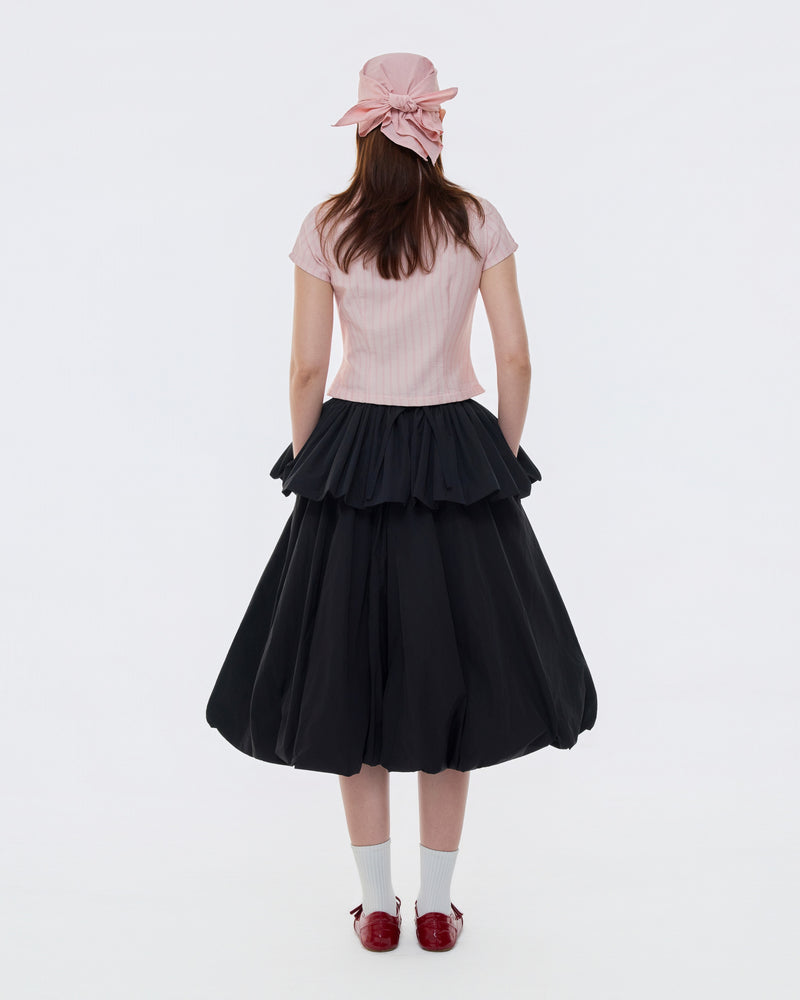 MANDARIN COLLAR STRIPE TOP