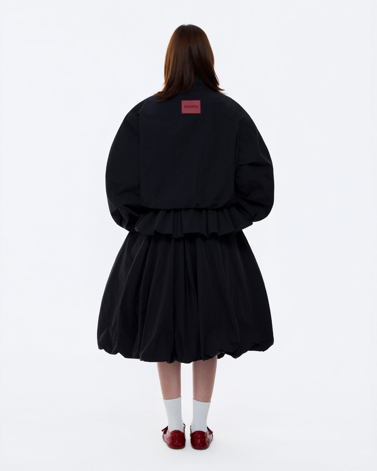 BLACK MONSTERA STAND COLLAR JACKET